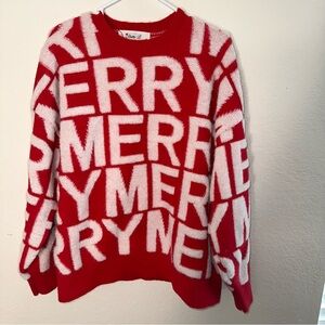 Women’s Hattie B red/white “Merry” pullover sweater